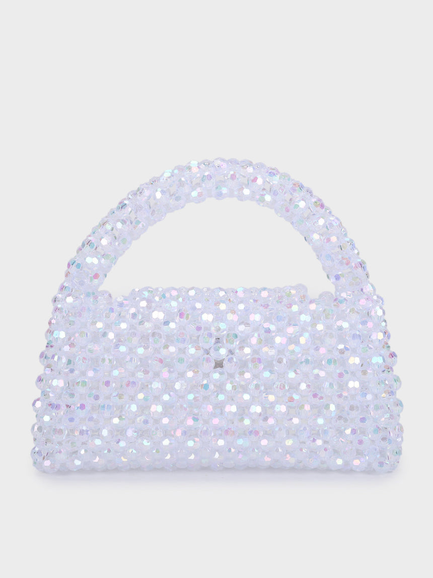 Jane Pearl Silver Handheld Clutch