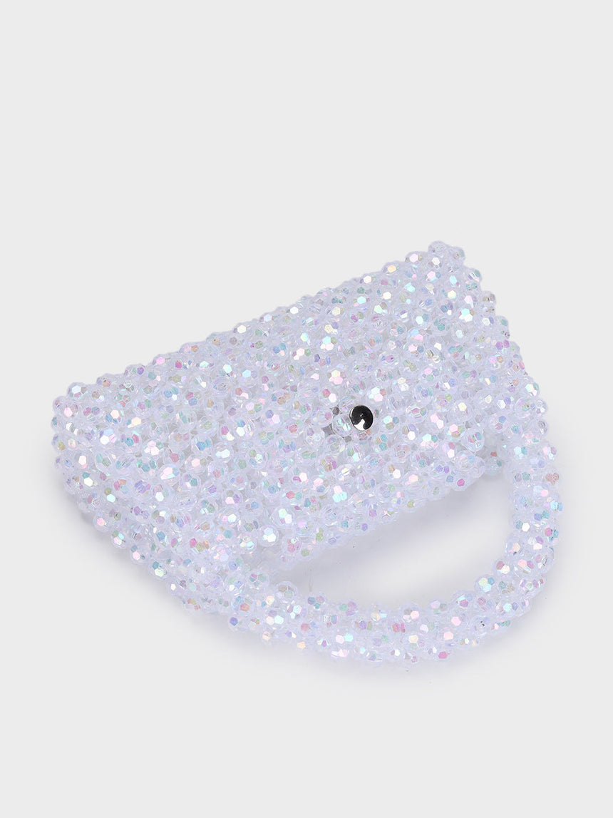 Jane Pearl Silver Handheld Clutch