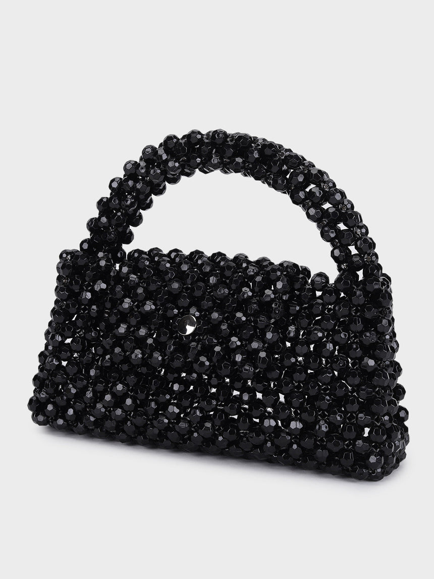 Jane Pearl Black Handheld Clutch