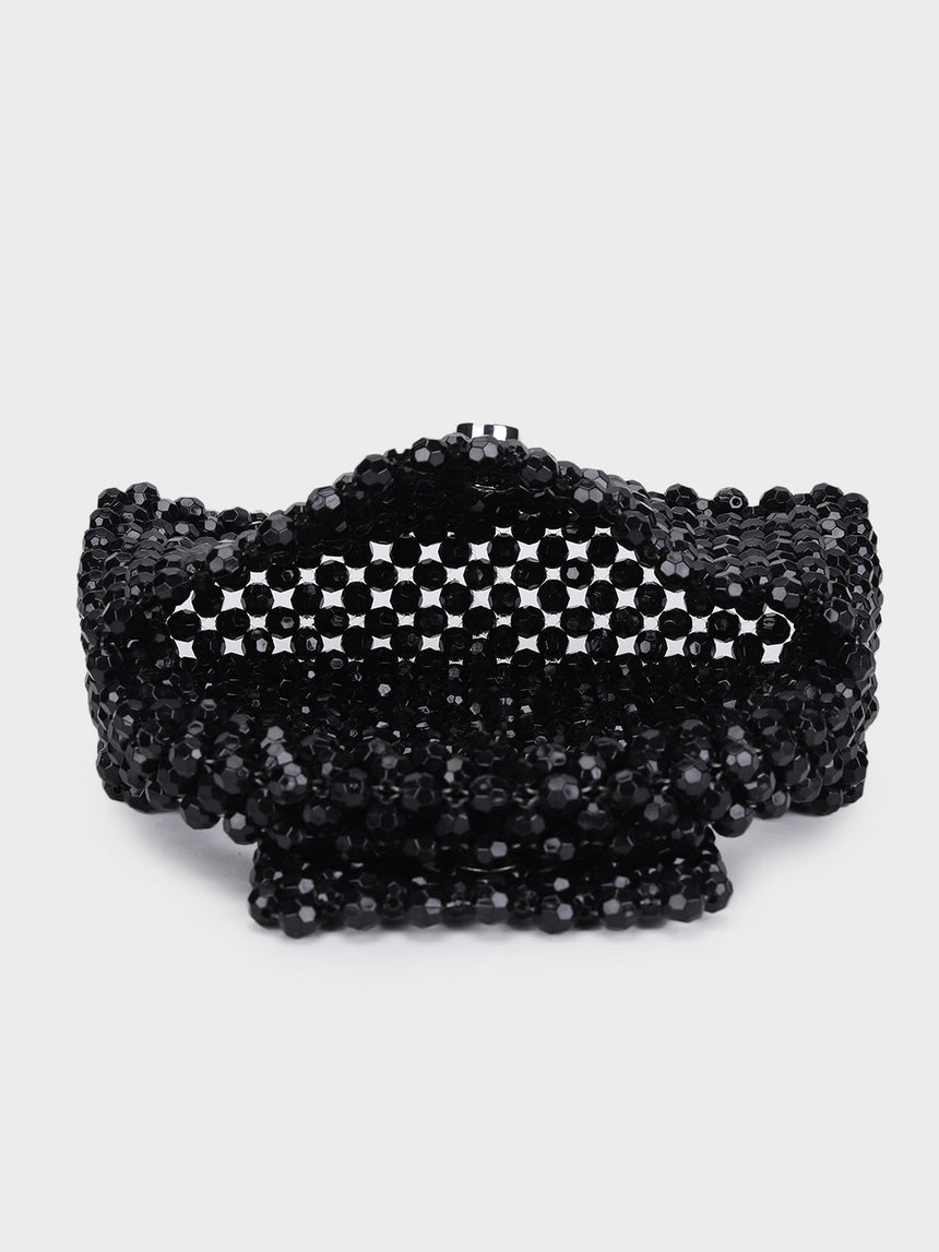 Jane Pearl Black Handheld Clutch