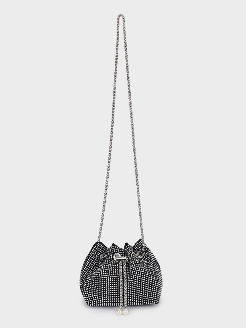 Chloe Silver Rhinestone Clutch