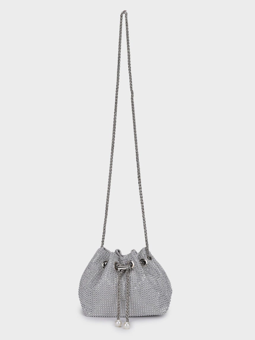 Chloe White Rhinestone Clutch