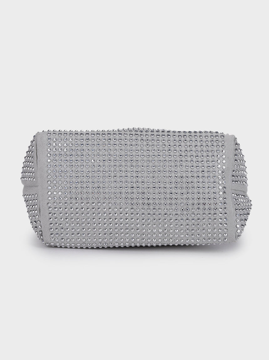 Chloe White Rhinestone Clutch