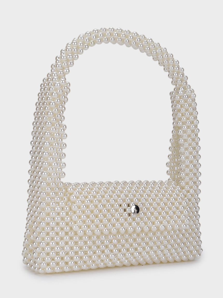 Emma White Handheld Clutch