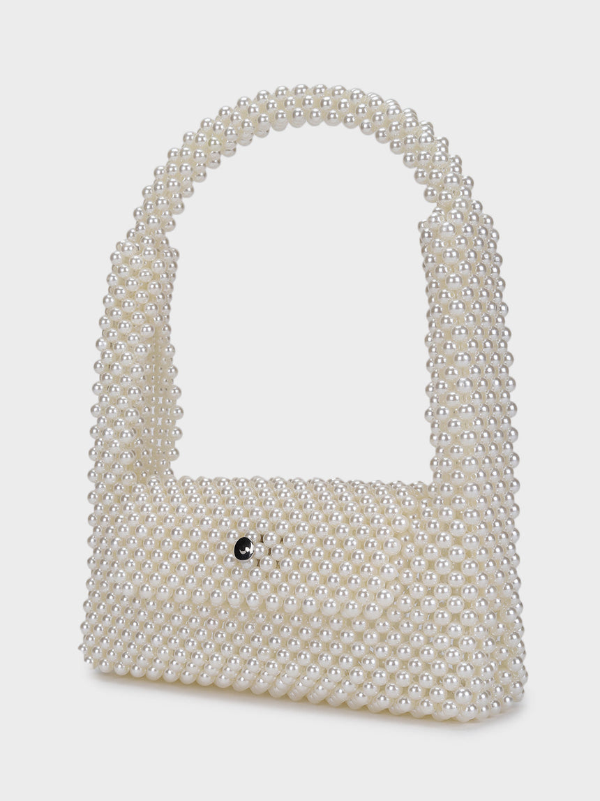 Emma White Handheld Clutch