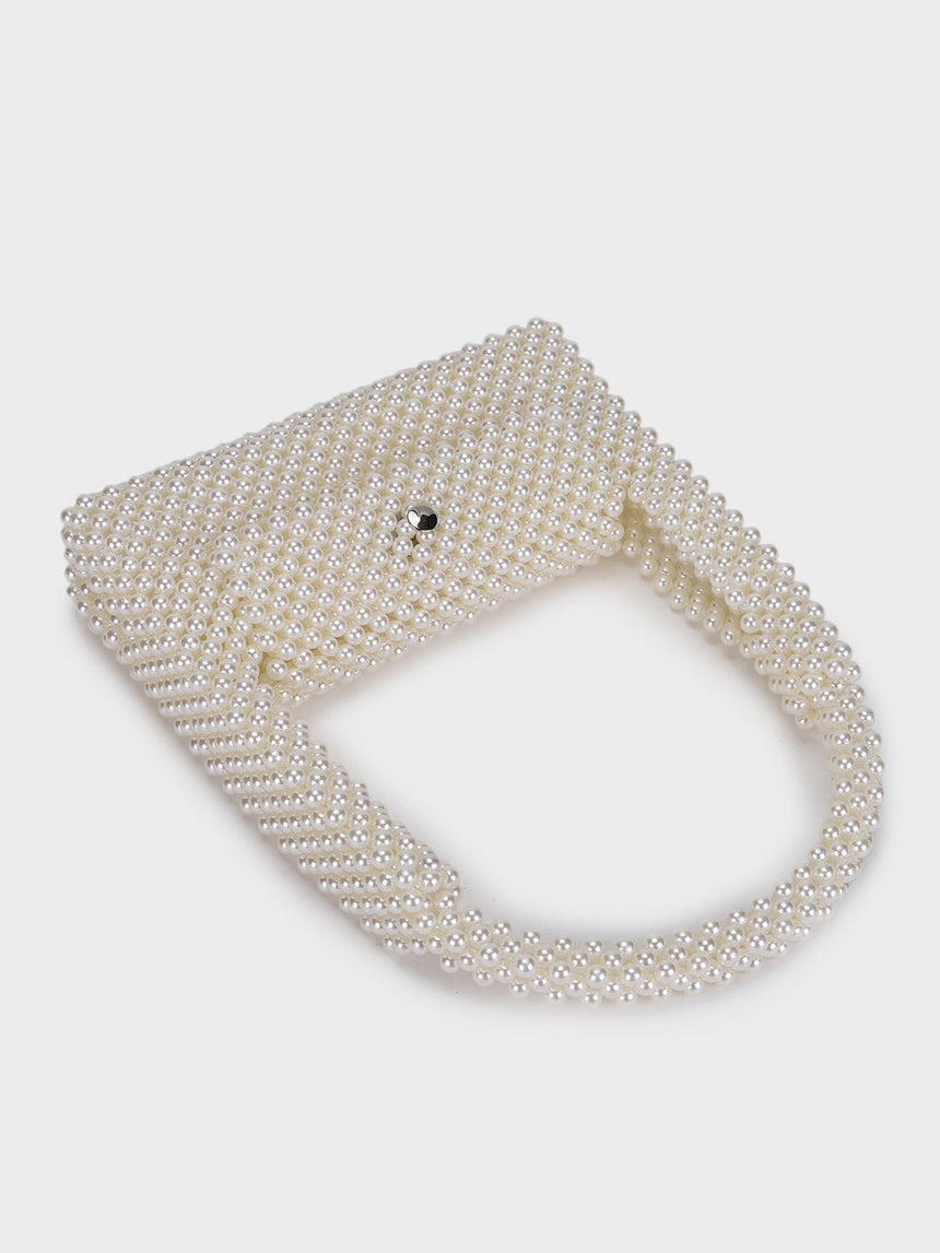 Emma White Handheld Clutch