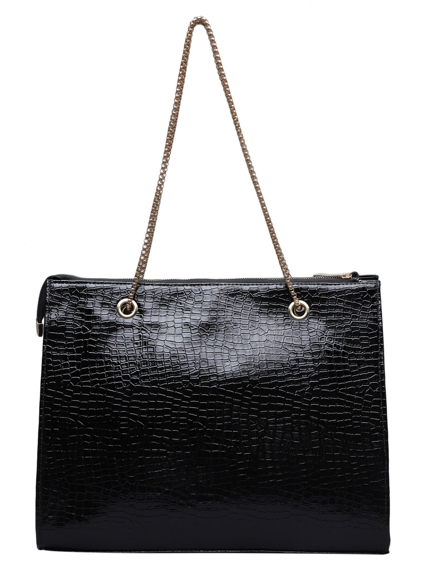 Women's Black Handbag and Pouch