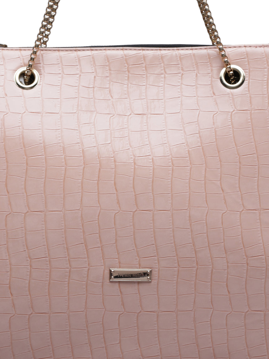 Women's Pink Handbag and Pouch