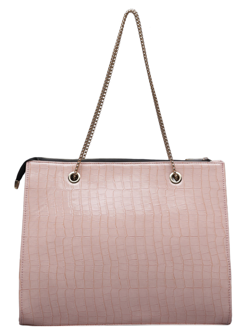 Women's Pink Handbag and Pouch