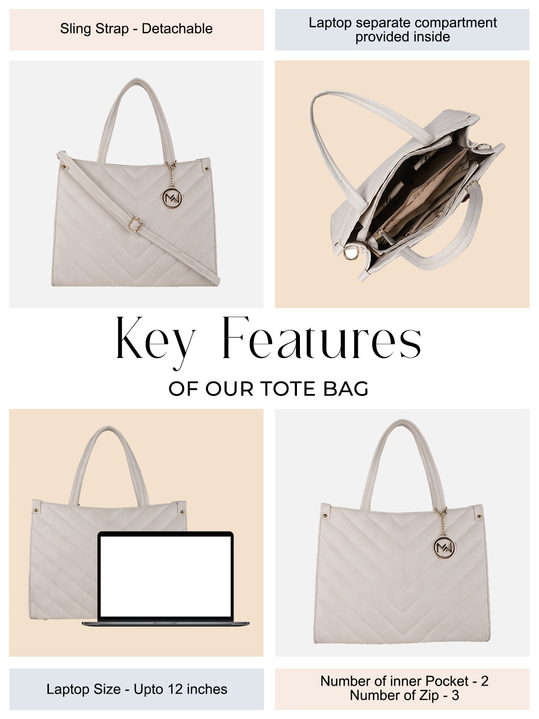 Hudson White Tote