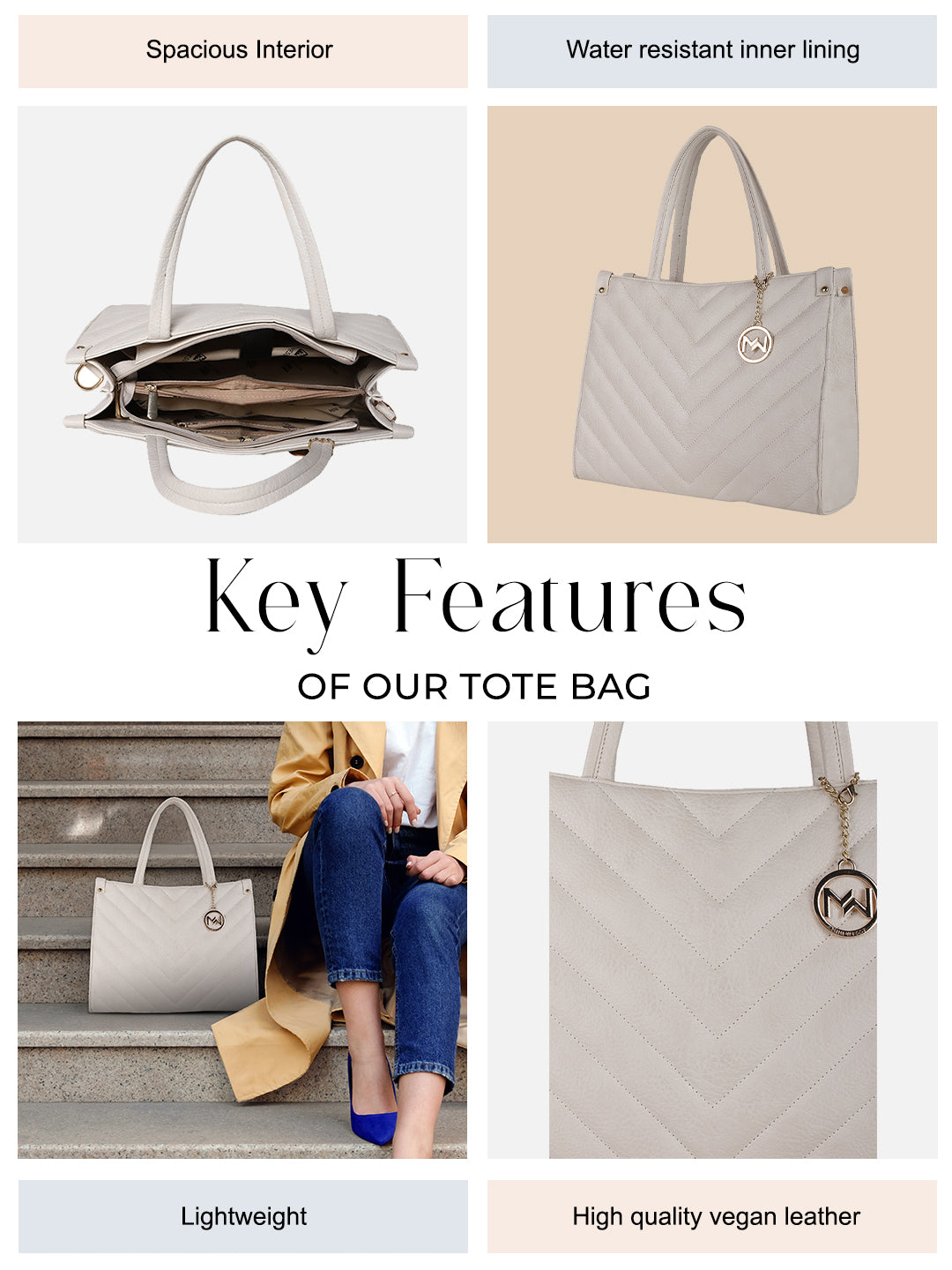 Hudson White Tote