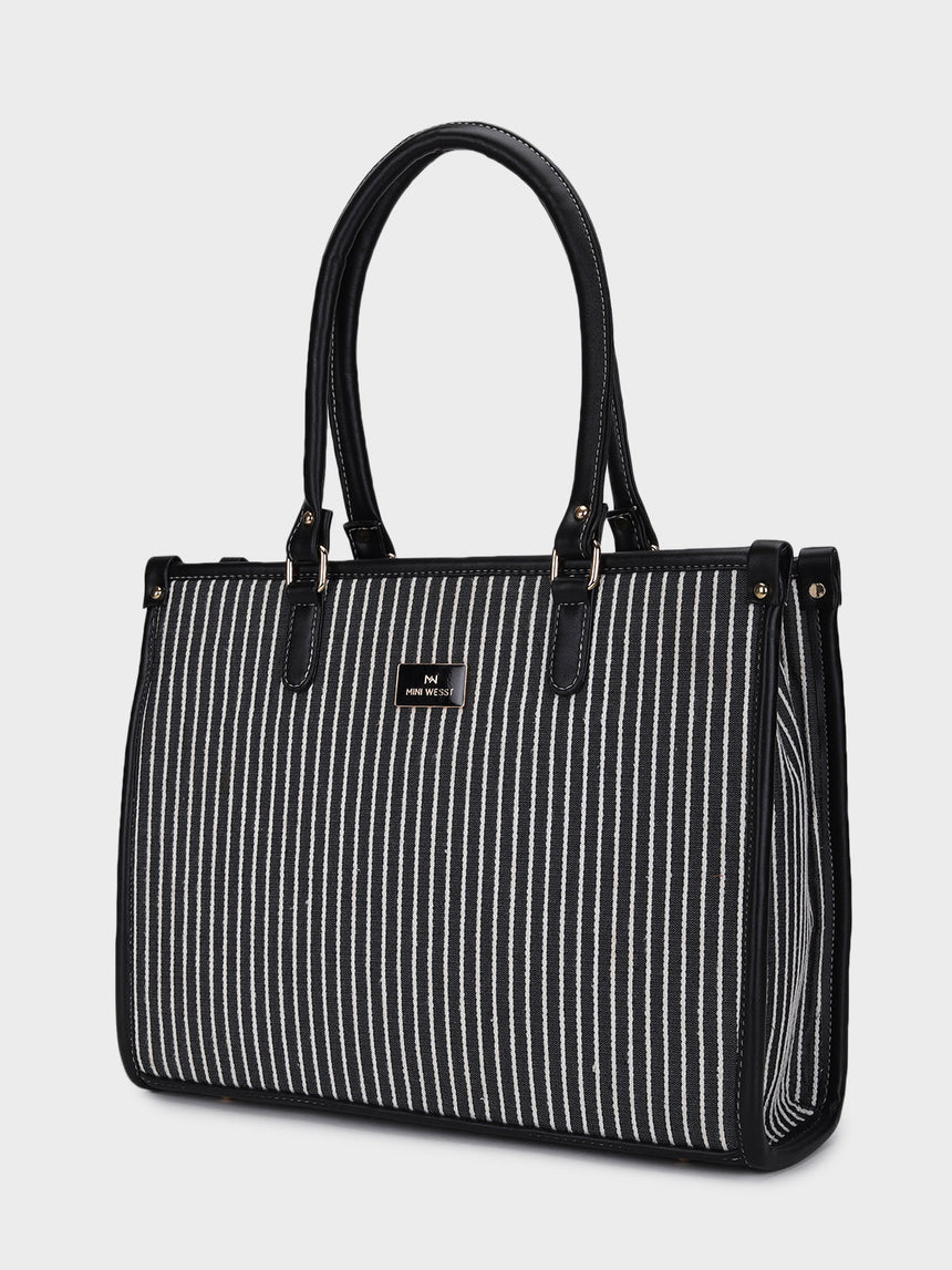 Lexi Black Stripped Tote Bag