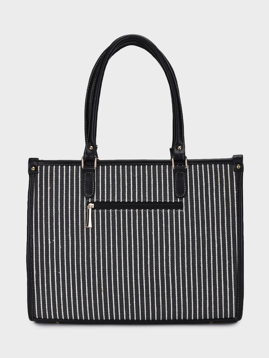 Lexi Black Stripped Tote Bag