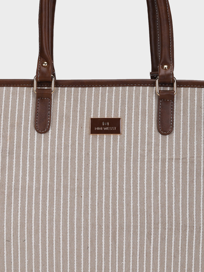 Lexi Beige Stripped Tote Bag