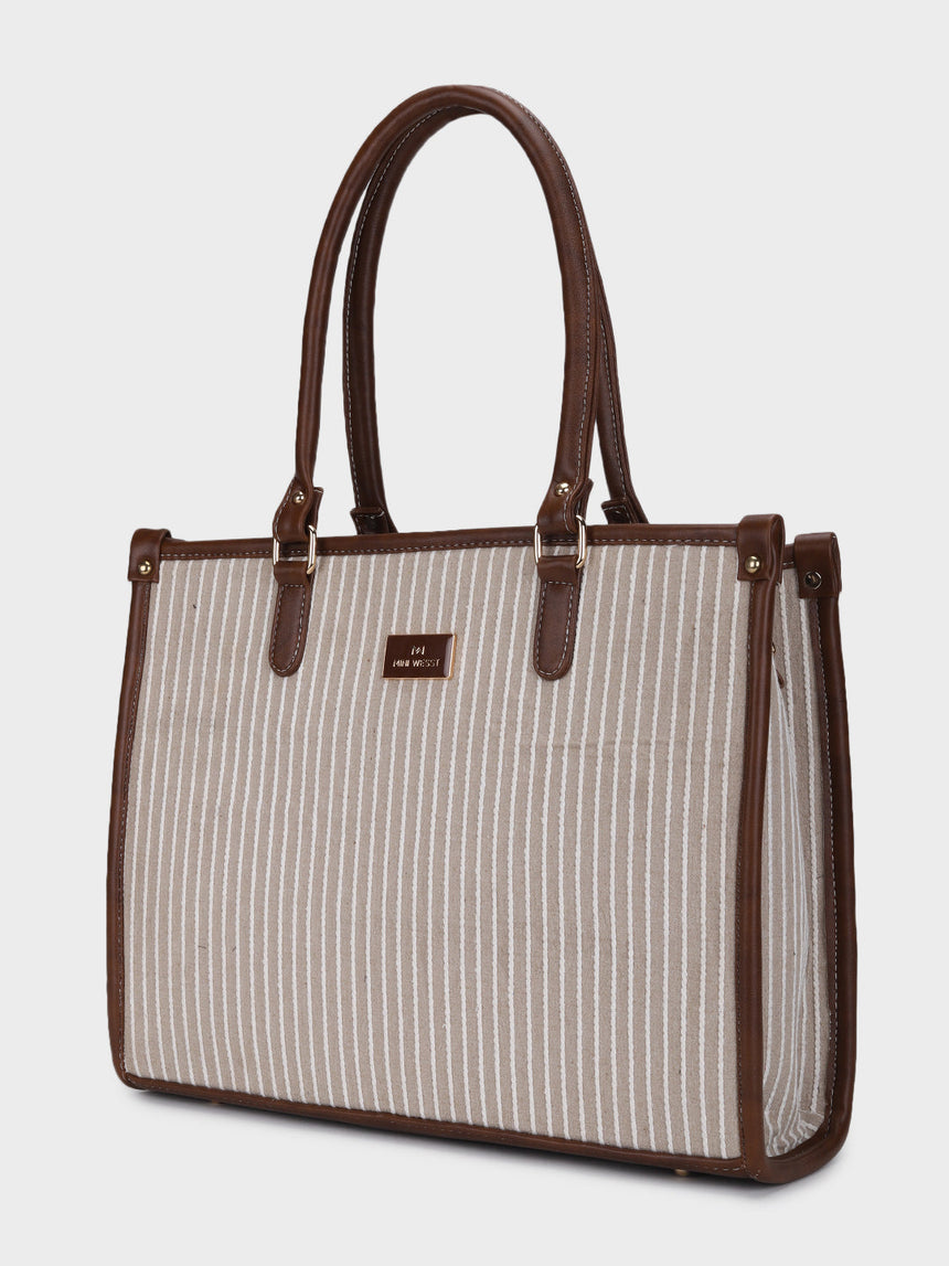Lexi Beige Stripped Tote Bag
