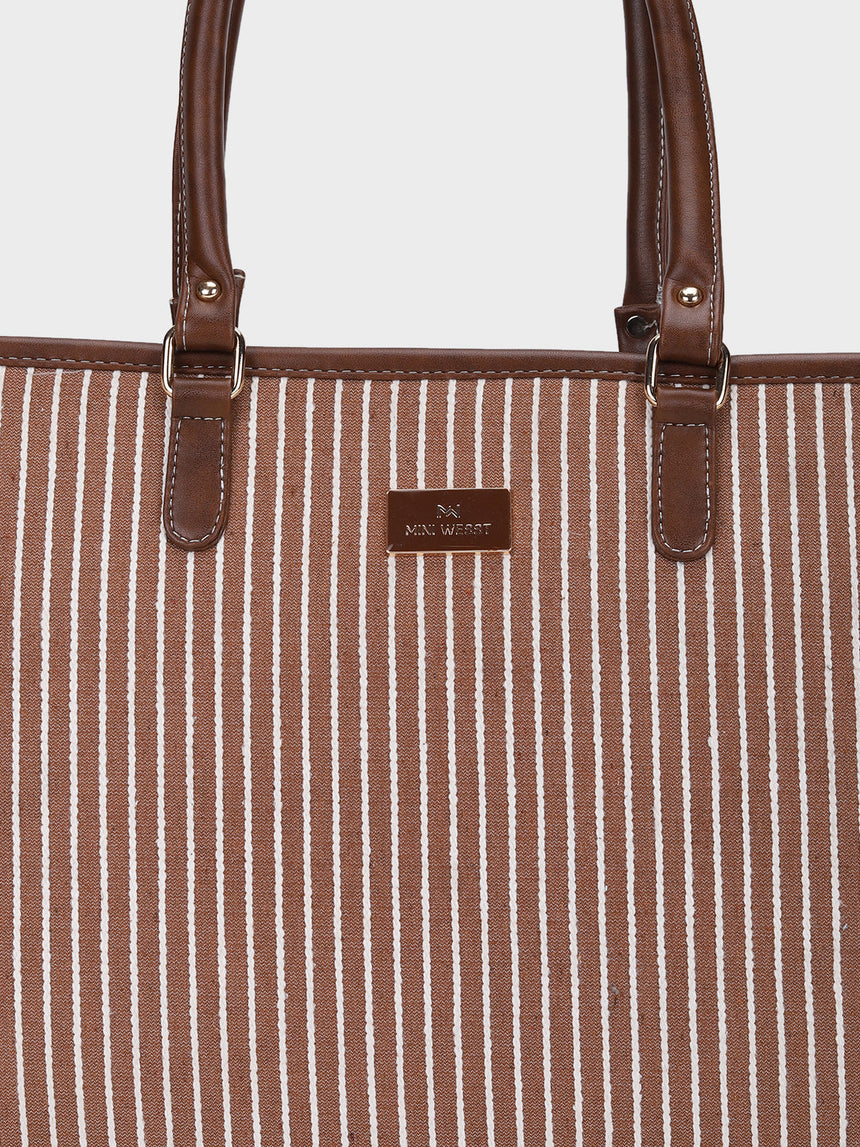 Lexi Brown Stripped Tote Bag