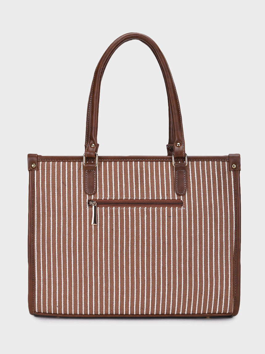 Lexi Brown Stripped Tote Bag