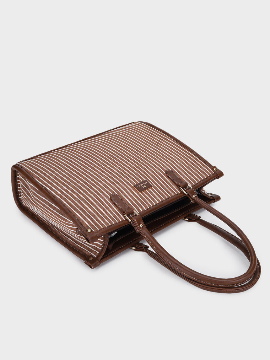 Lexi Brown Stripped Tote Bag