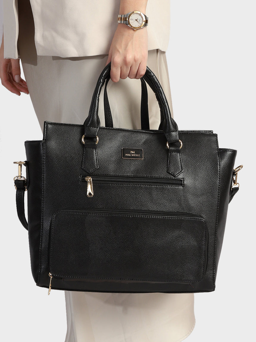 Hilary Black Classic Lunch Tote Bag
