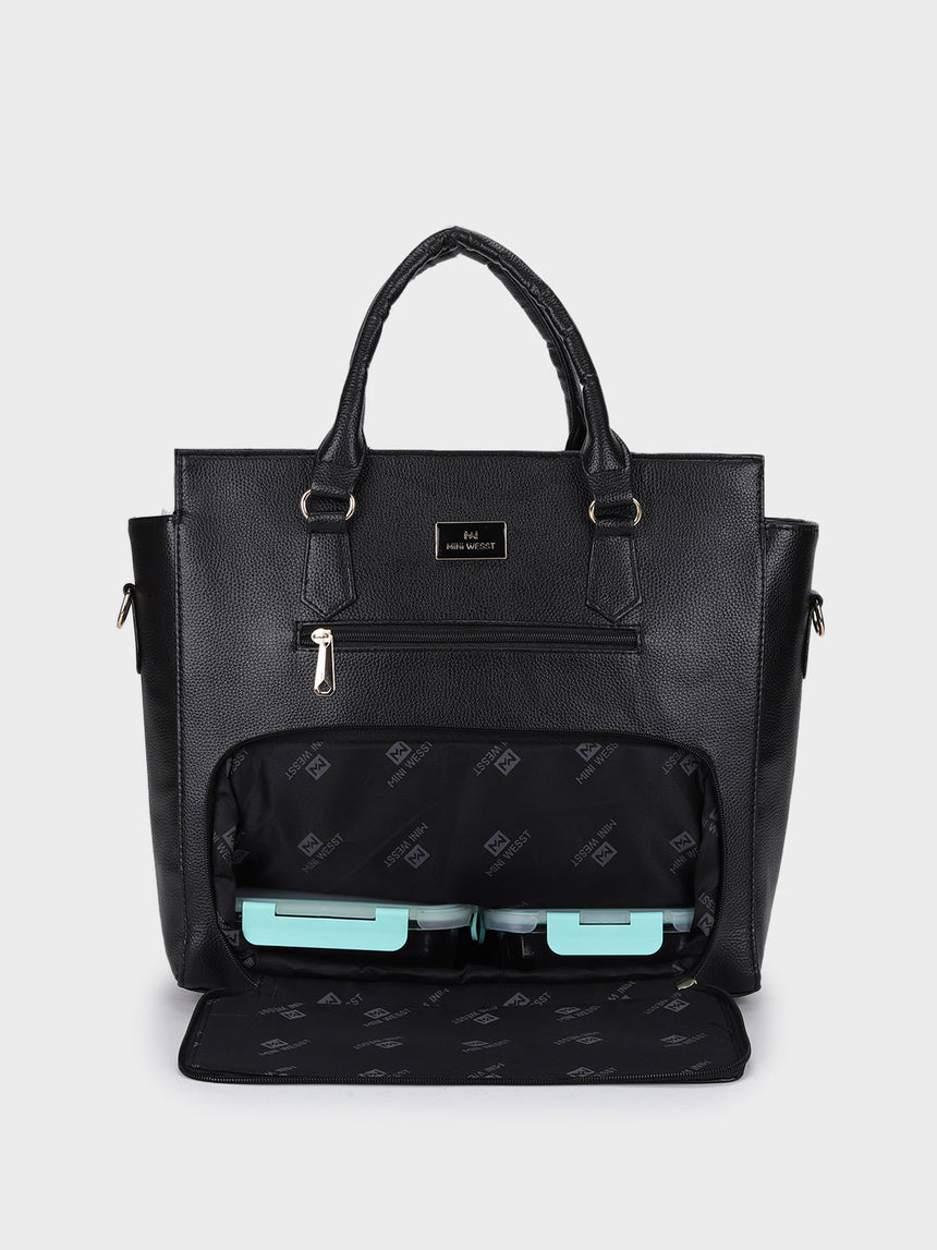 Hilary Black Classic Lunch Tote Bag