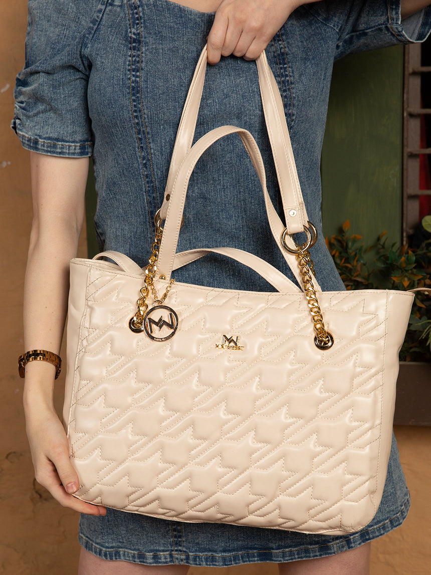 Madison White Tote