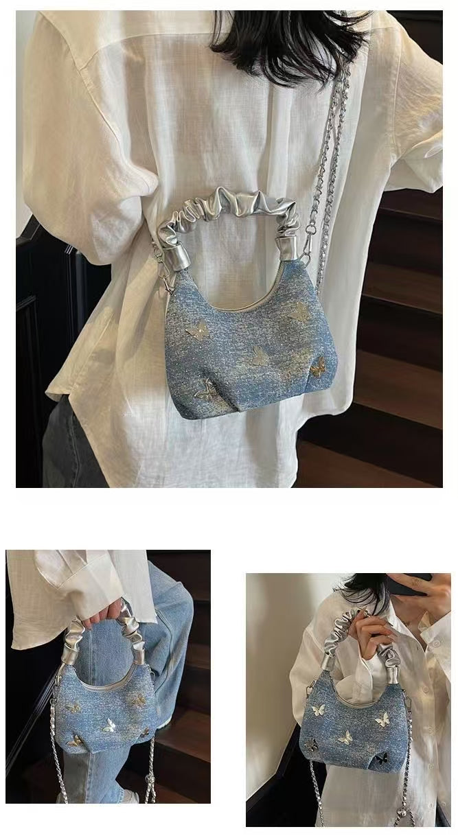 Butterfly Blue Denim Sling Bag