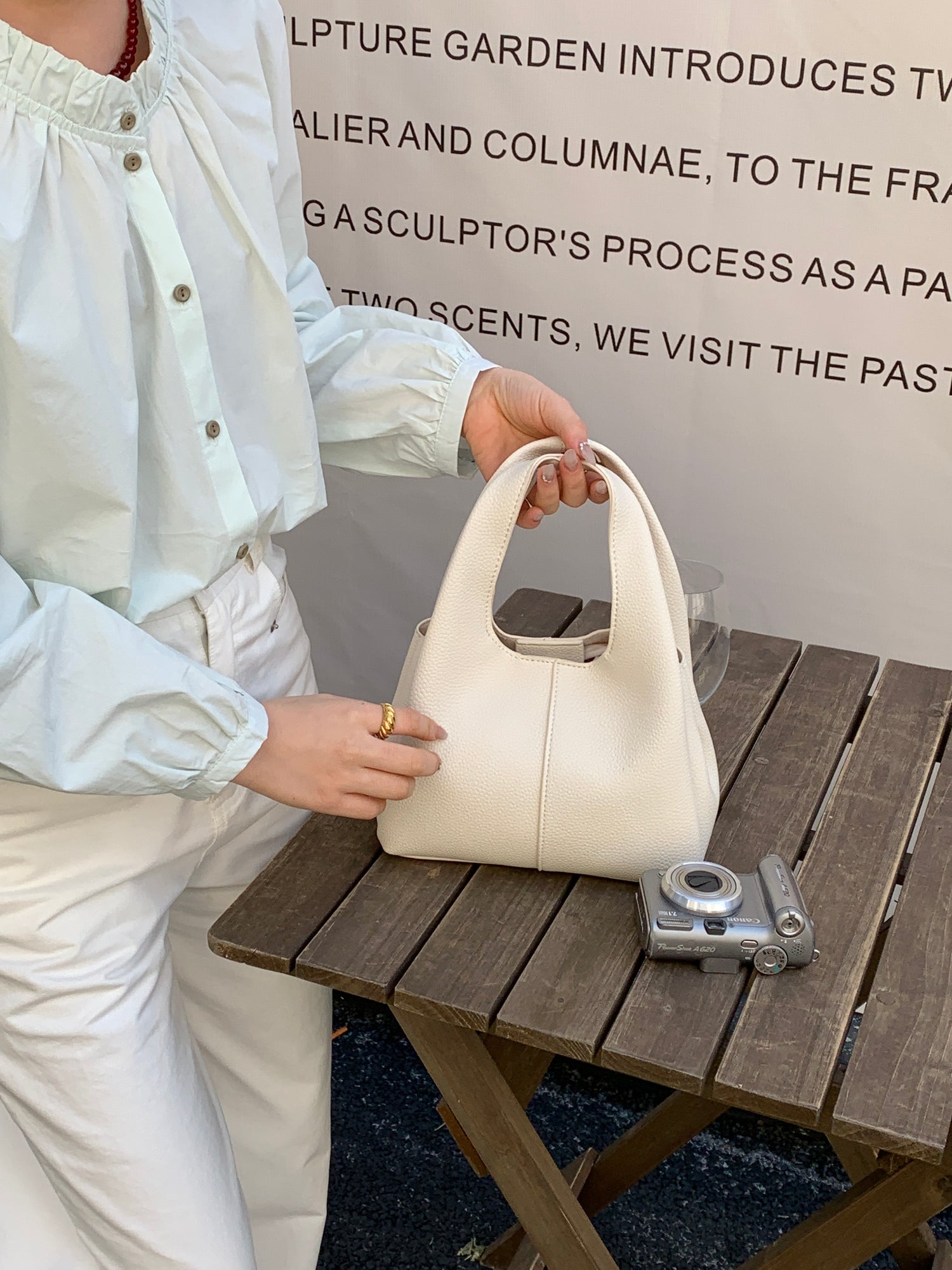 White Hilary Bucket Sling Bag