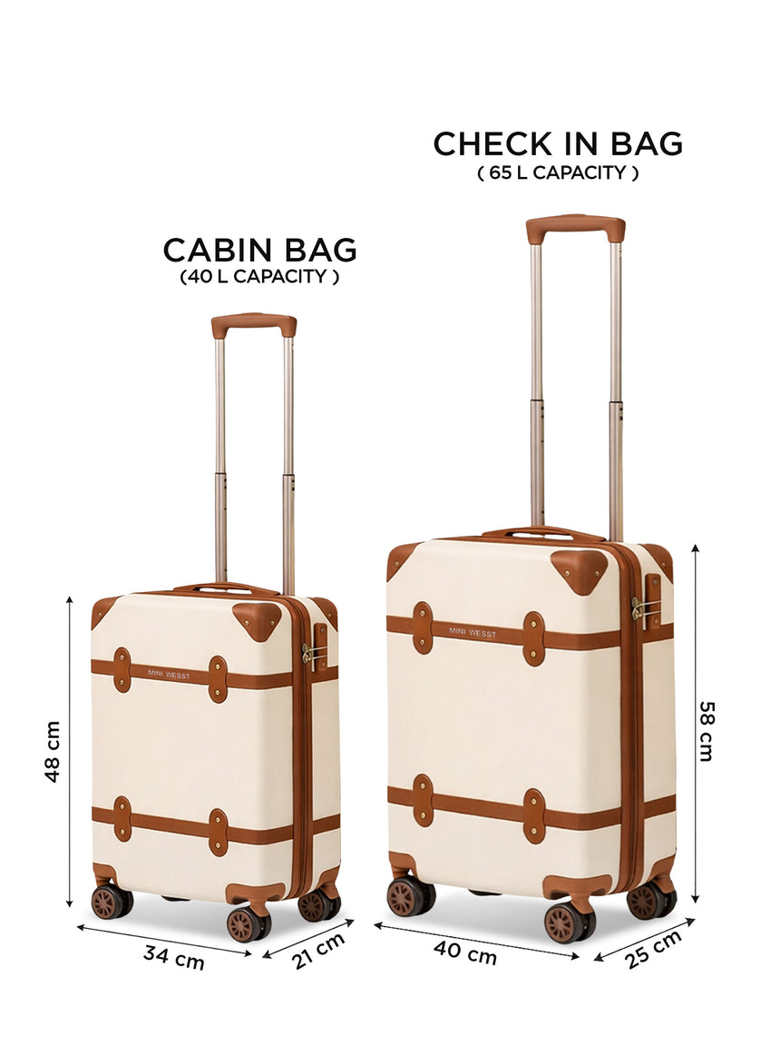 Emily In Paris Beige Set Of Small & Medium Luggage