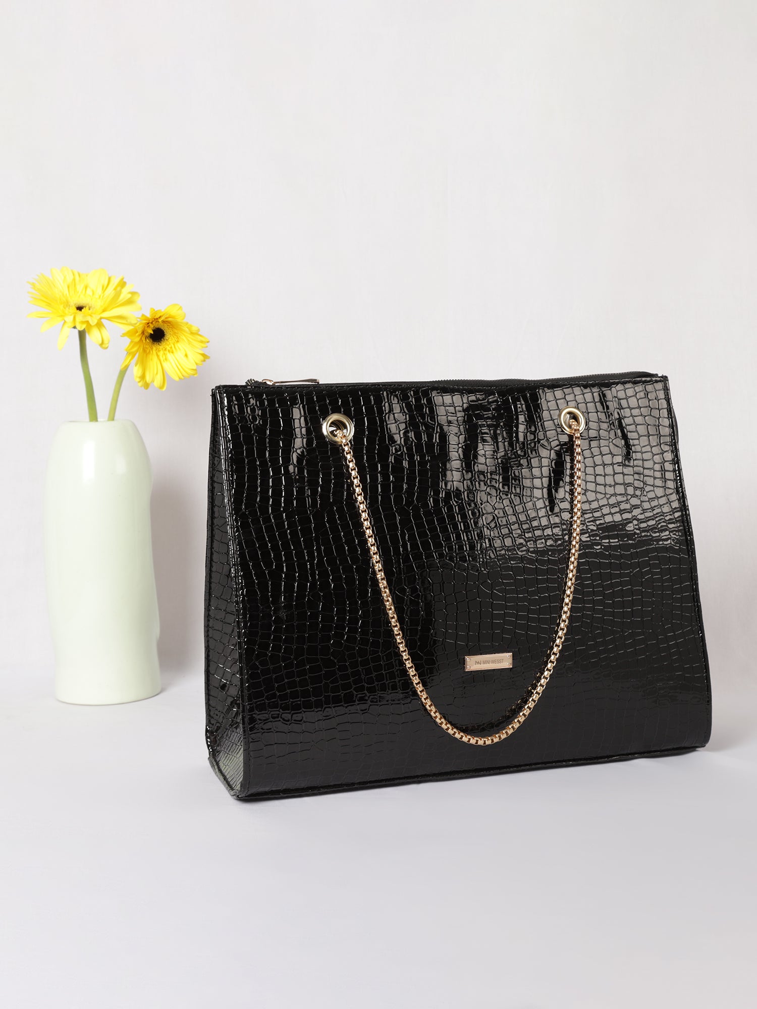 Women's Black Handbag and Pouch