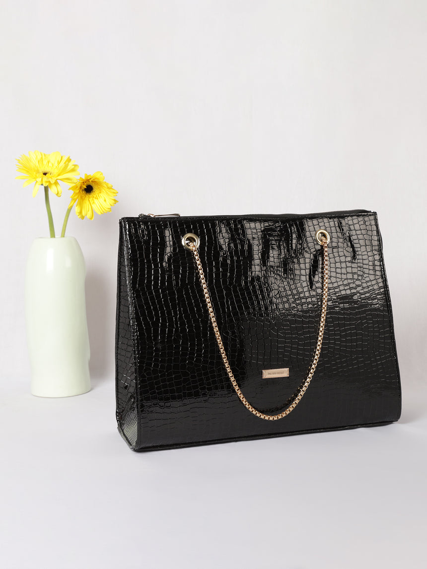 Women's Black Handbag and Pouch