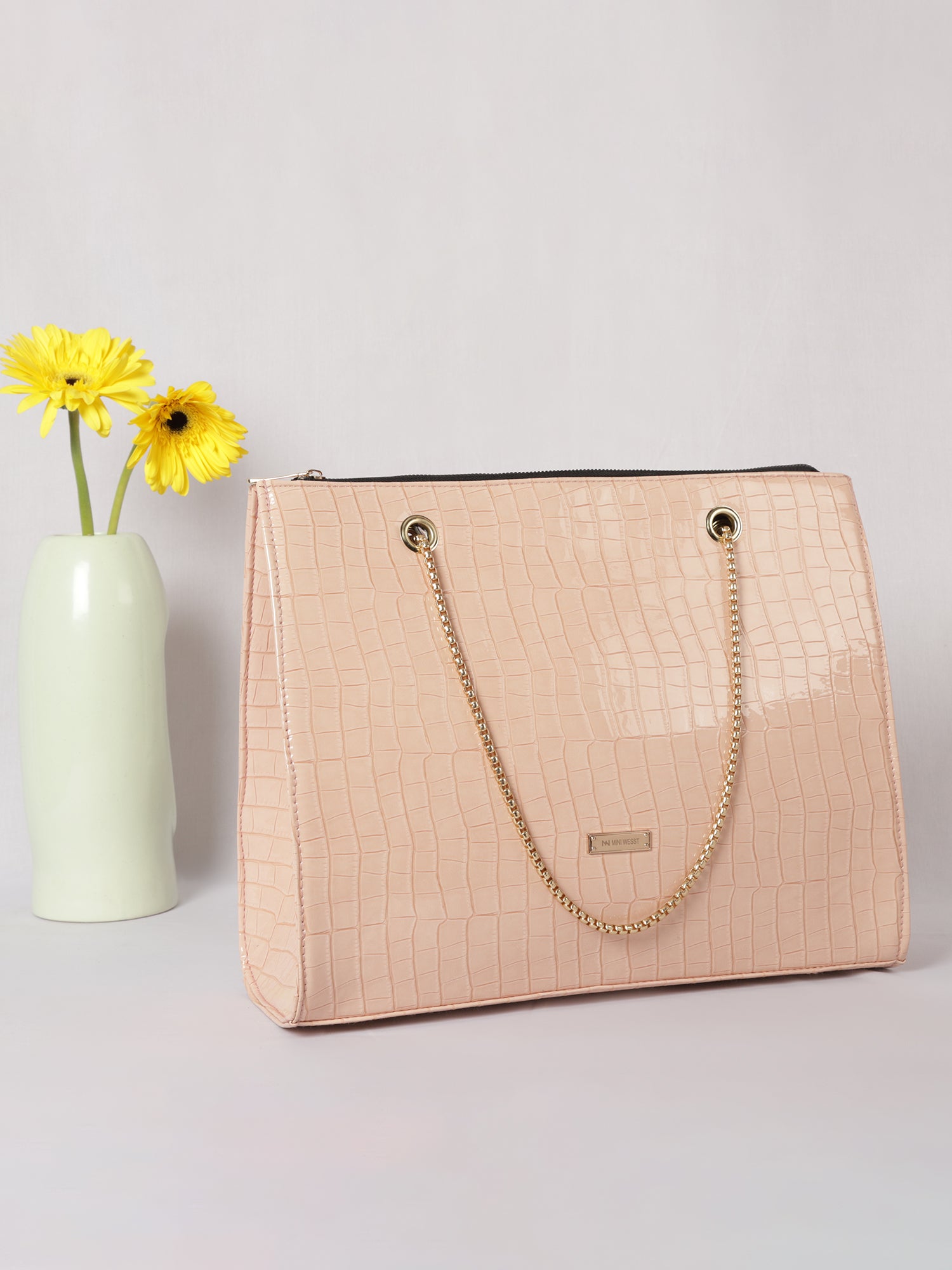 Women's Pink Handbag and Pouch