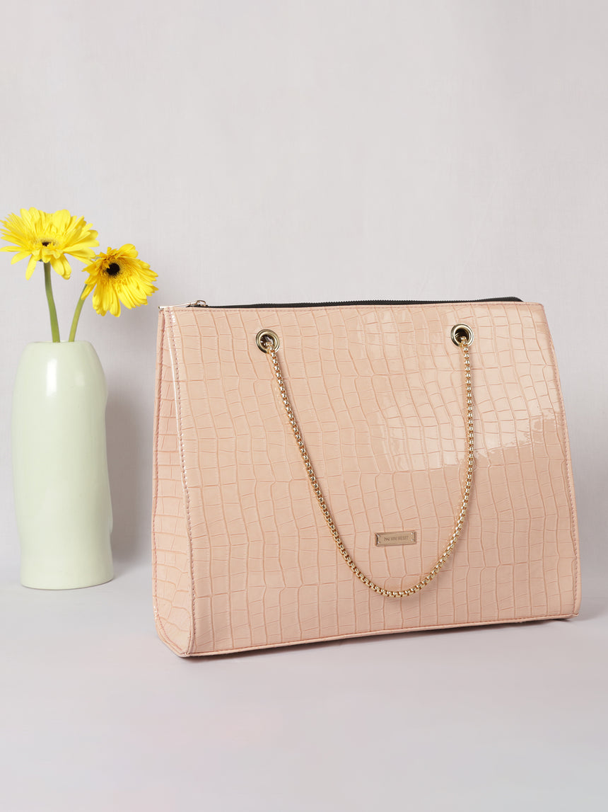 Women's Pink Handbag and Pouch