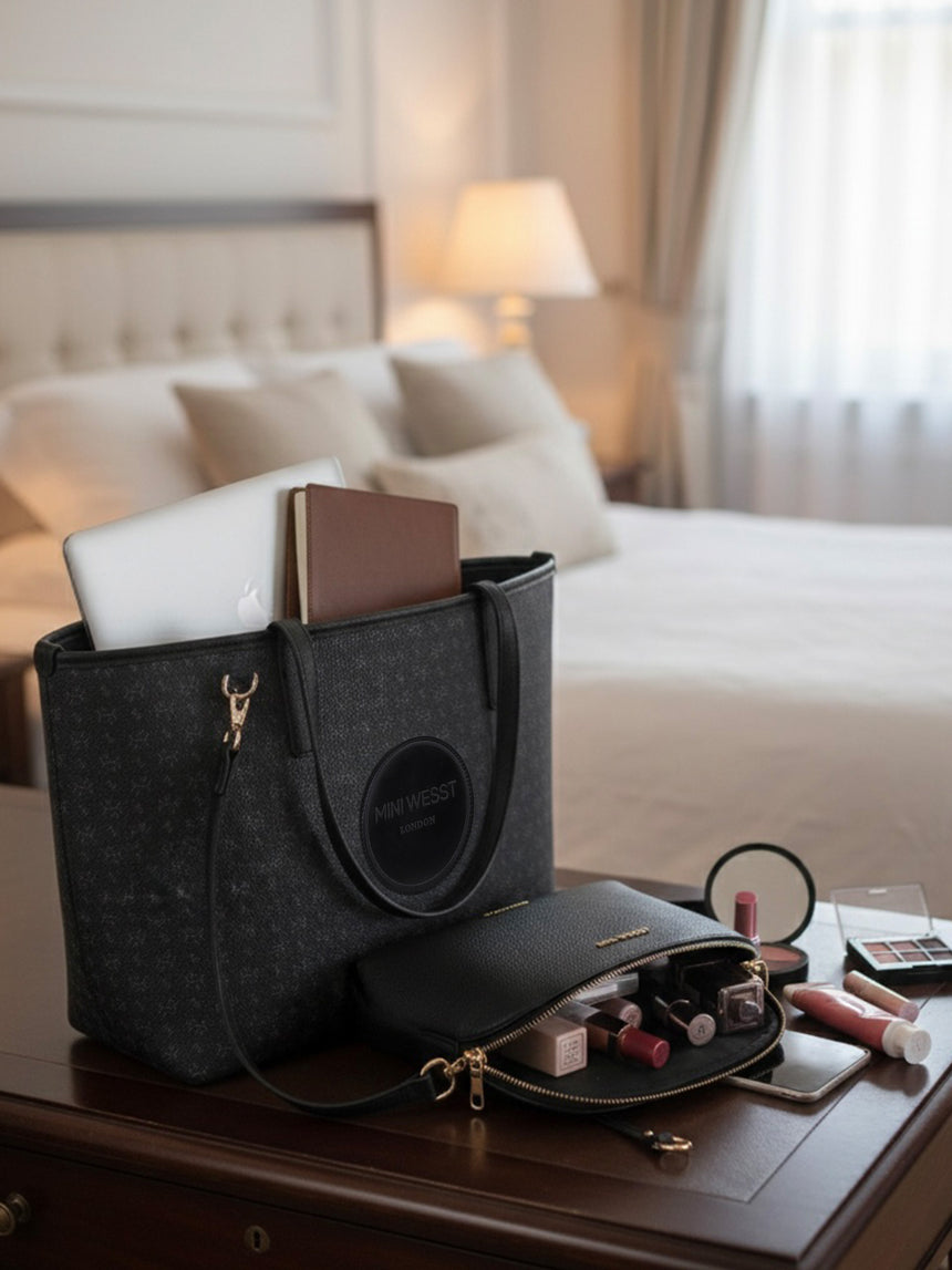 East West Black London Tote