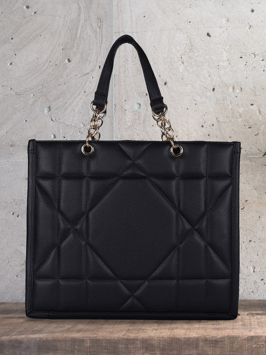 DENVER BAGS MINI WESST Black Textured Tote Bag(MWTB105BL)