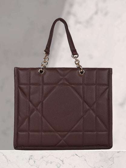 DENVER BAGS MINI WESST Brown Textured Tote Bag(MWTB106BR)