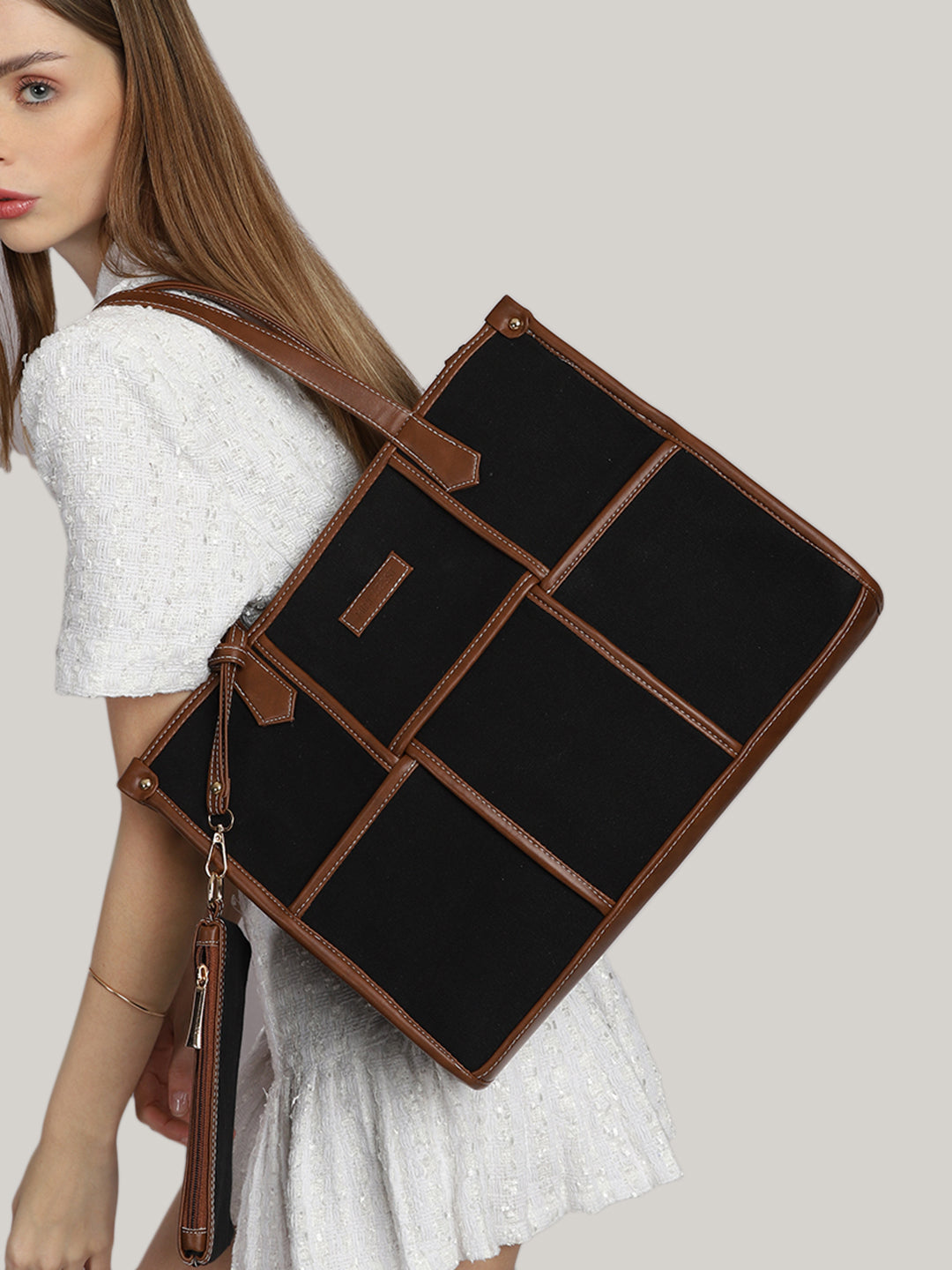 Dahlia Black Tote Bag for Women -Stylish Office & Travel Bag