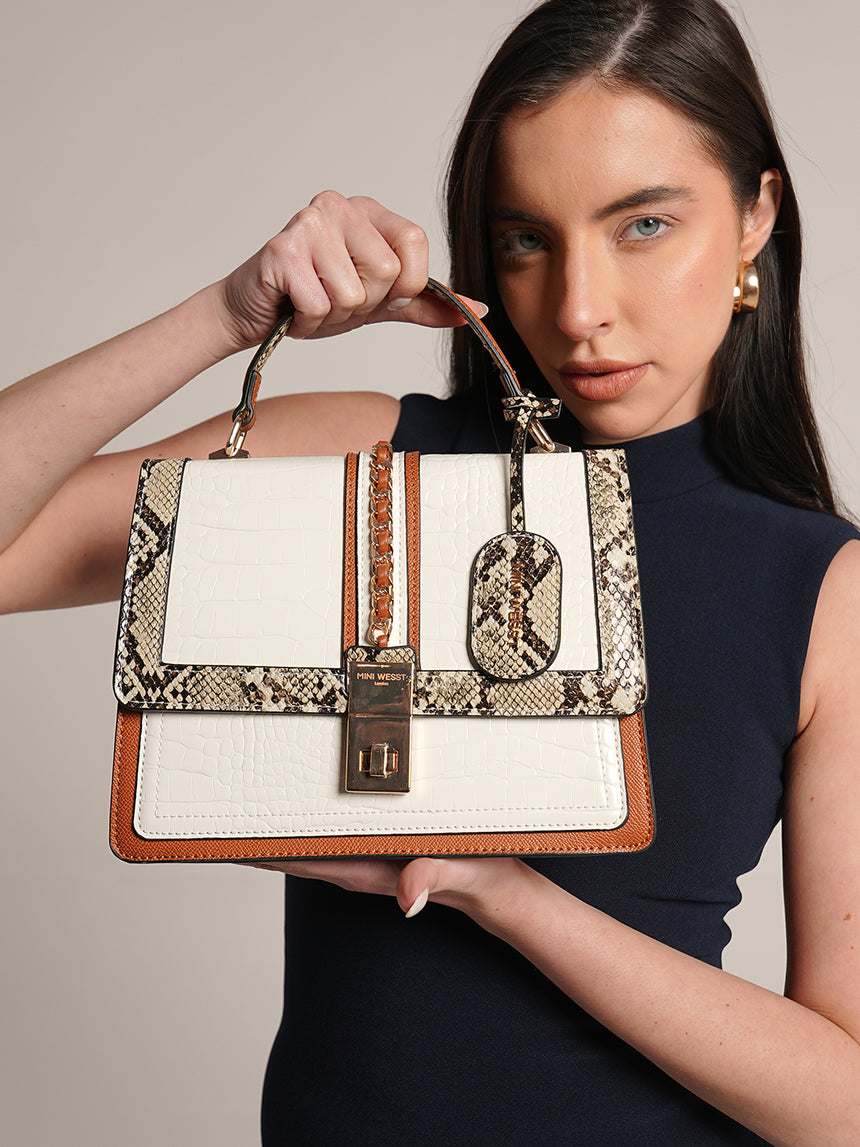 Bella Luxe White London Handbag