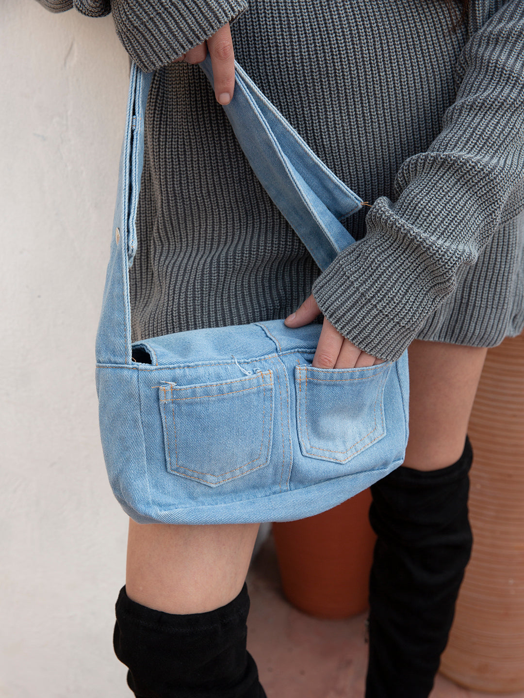 Denim Pocket Sling Bag