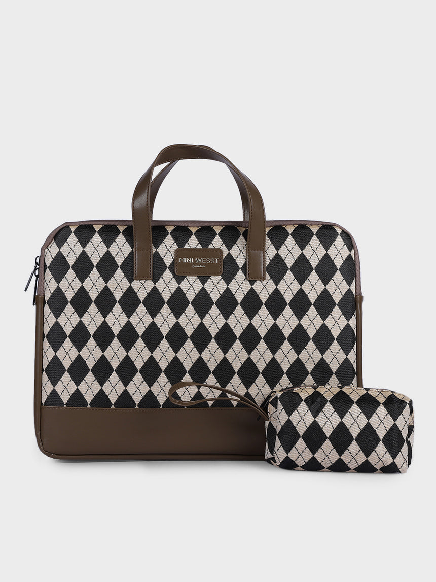 Bourbon Black and Brown London Street Bag With Pouch