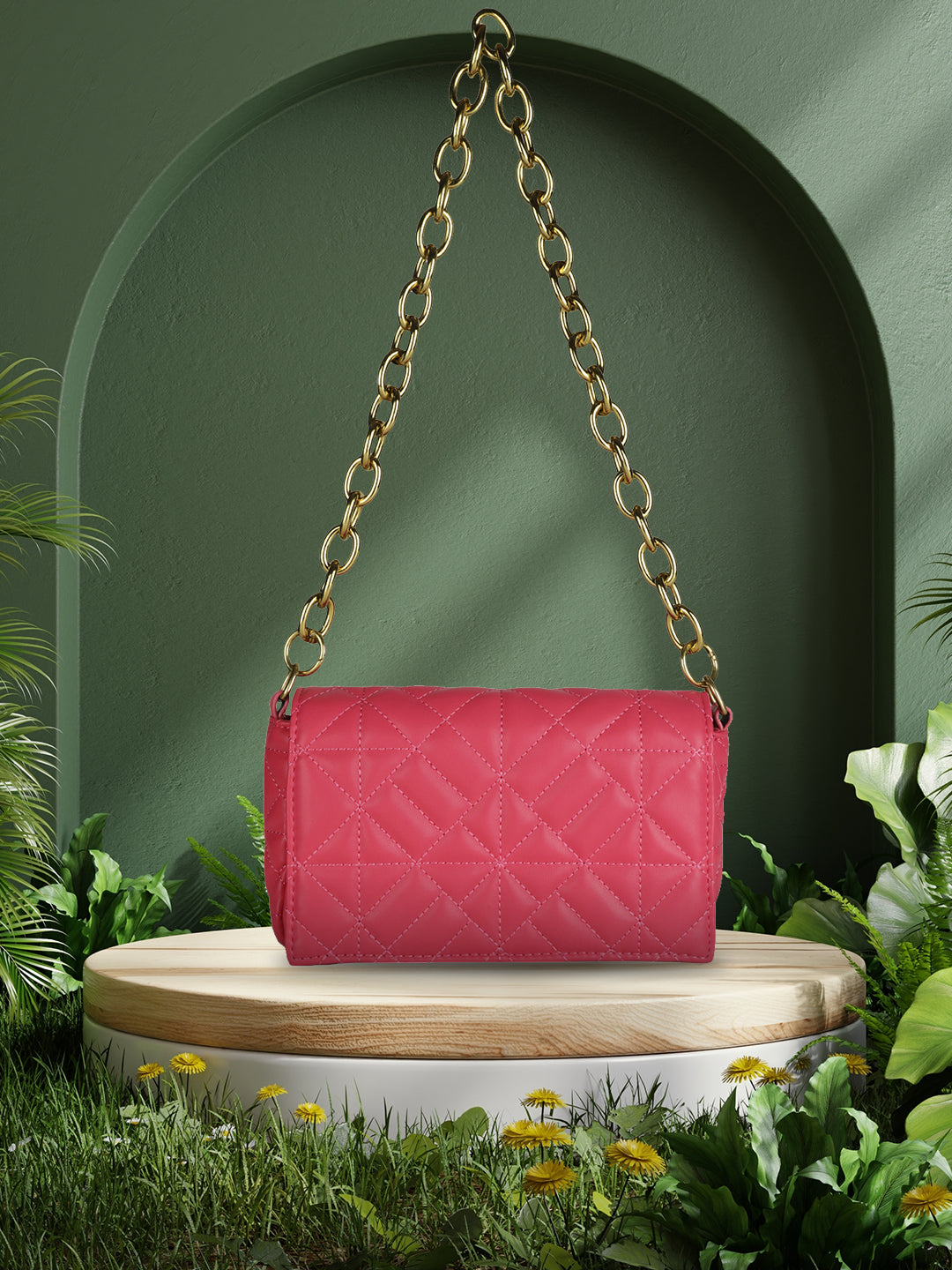 MINI WESST Pink Casual Solid Shoulder Bag(MWHB143PK)