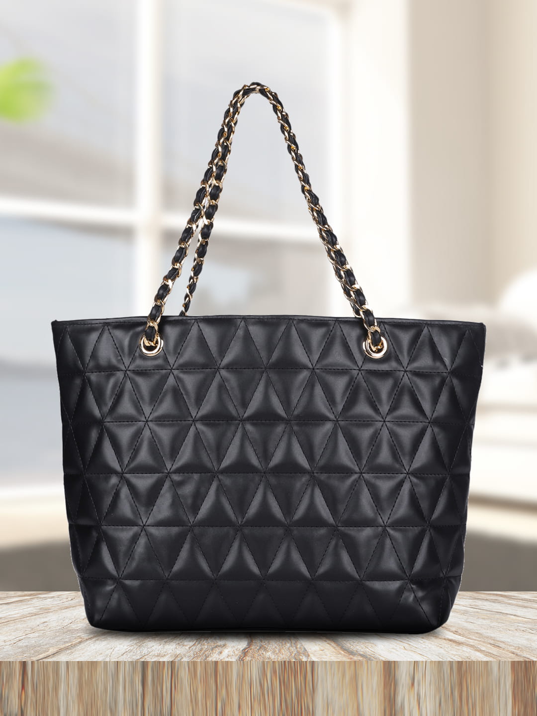 Black Solid Shoulder Bag