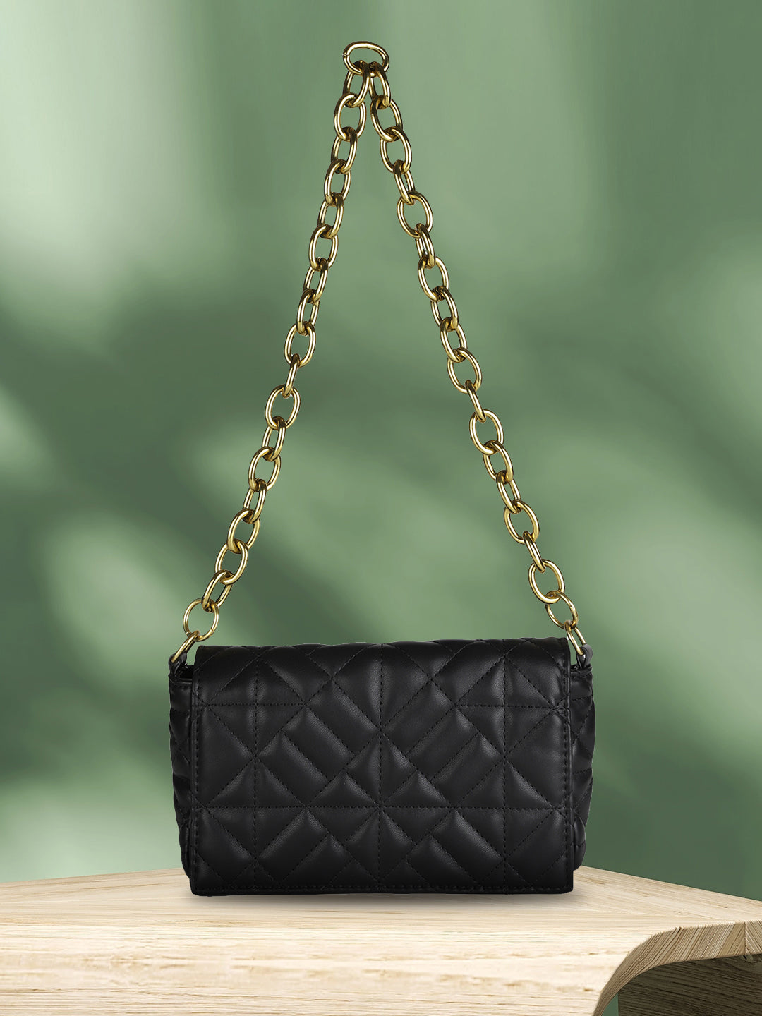 MINI WESST Black Casual Solid Shoulder Bag(MWHB146BL)