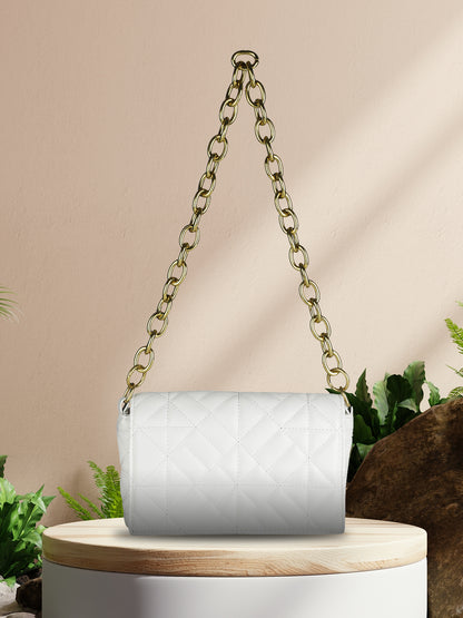 MINI WESST White Casual Solid Shoulder Bag(MWHB147WT)
