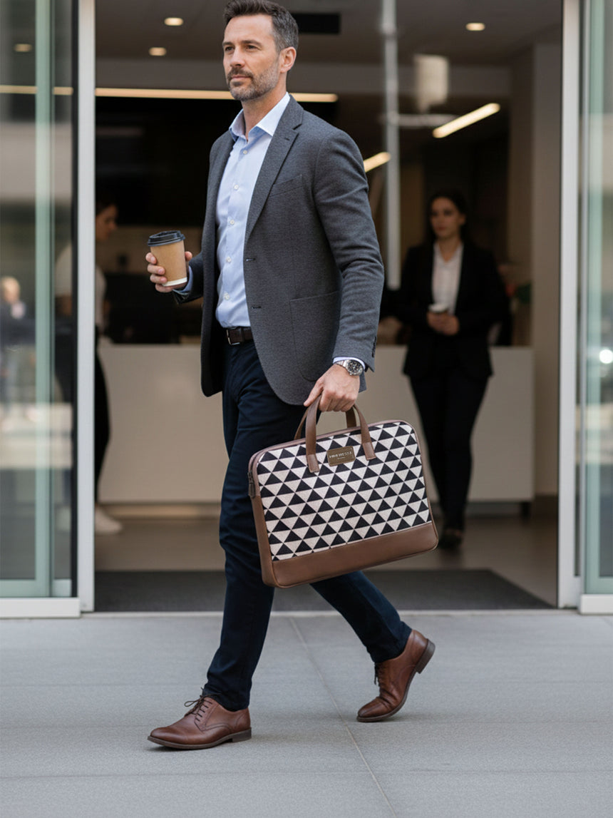 Bourbon Black and Brown London Street Bag With Pouch