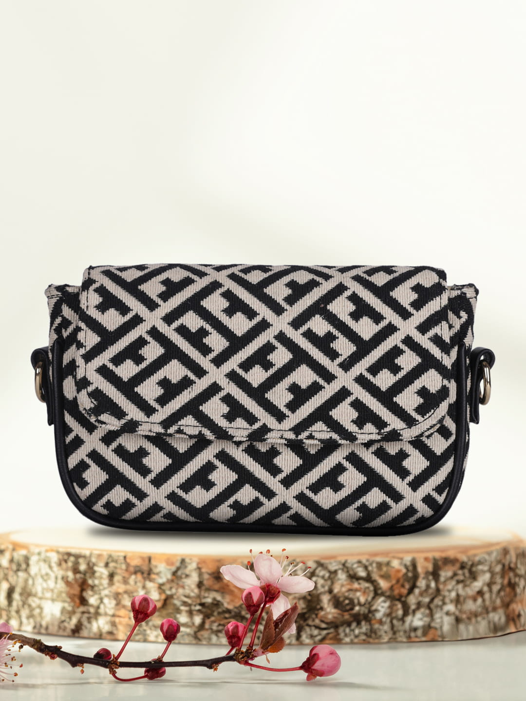 Black And White Graphic Sling Bag