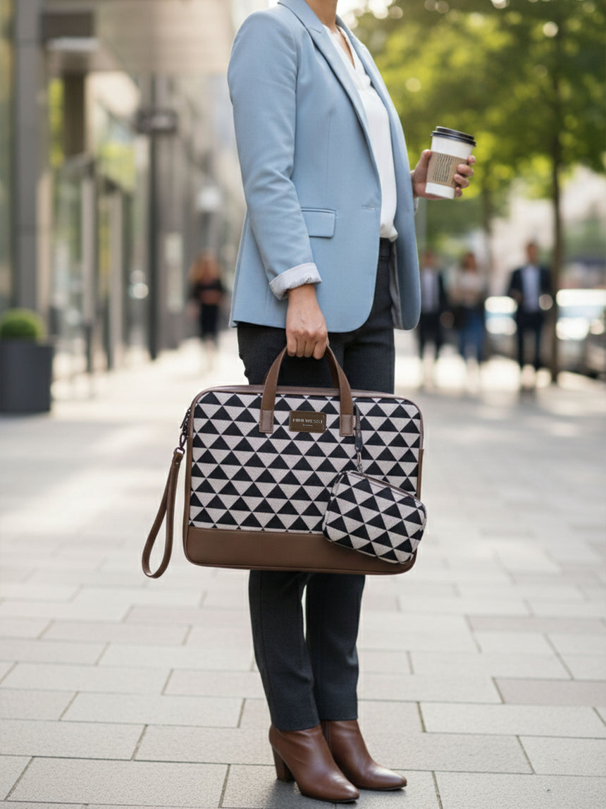 Bourbon Black and Brown London Street Bag With Pouch