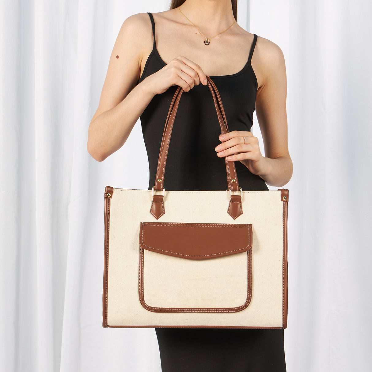 Go Socials Canvas Beige Tote Bag