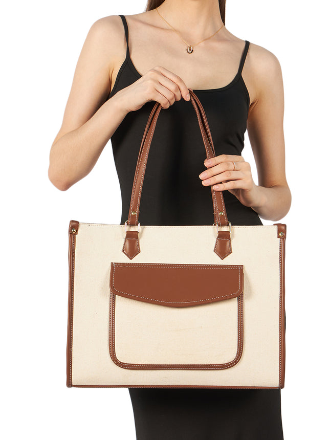 Go Socials Canvas Beige Tote Bag