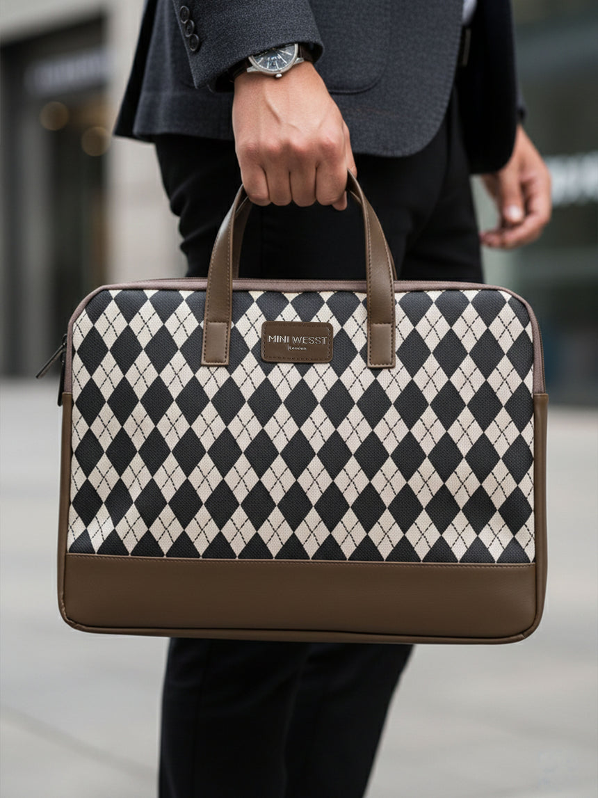 Bourbon Black and Brown London Street Bag With Pouch