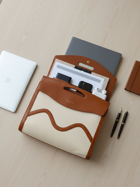 Scotland Laptop Beige & Brown London Tote